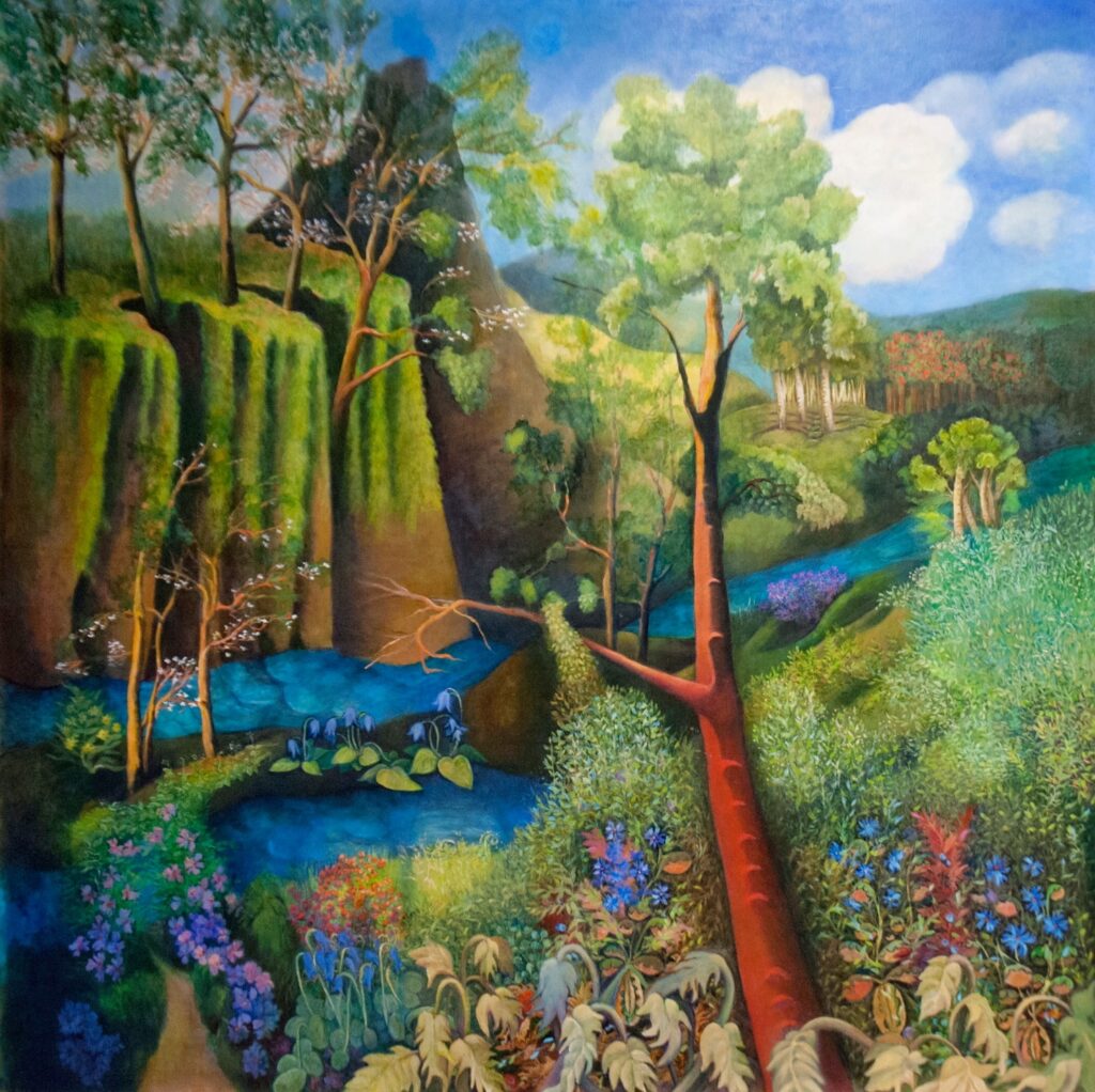 Silverbow Creek Reimagined - 4ft x 4ft - oil on board